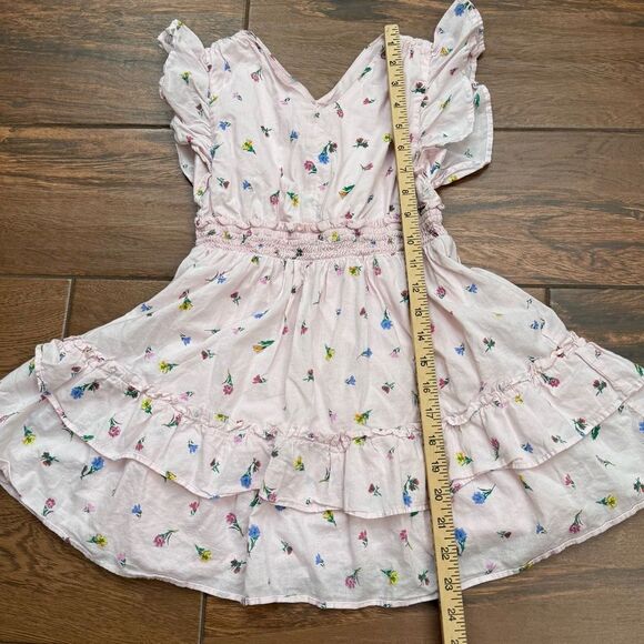 Gap Kids V-Neck Floral Flutter Sleeve Dress Pale Pink Multi Floral Sz S 6/7 - Picture 4 of 5